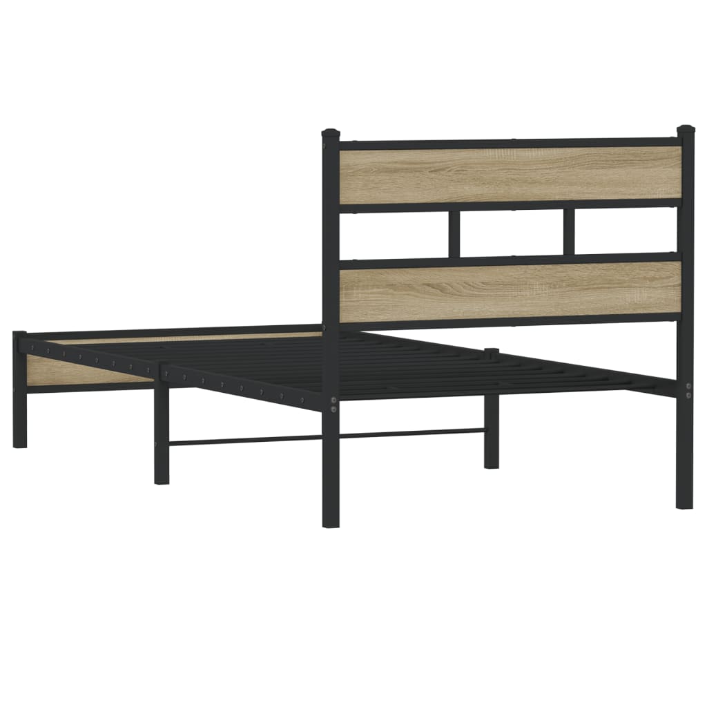 Bed Frame without Mattress Sonoma Oak Finish 90 x 200 cm Engineered Wood