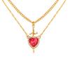 2 Stück Montierbar Herz und Schwert Zirkon Anhänger Halskette für Damen Vergoldete Choker Kette Schmuck