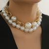 Exaggerated Pearl Choker Necklace Statement Collar Chunky Clavicle Choker  Jewelry Gift