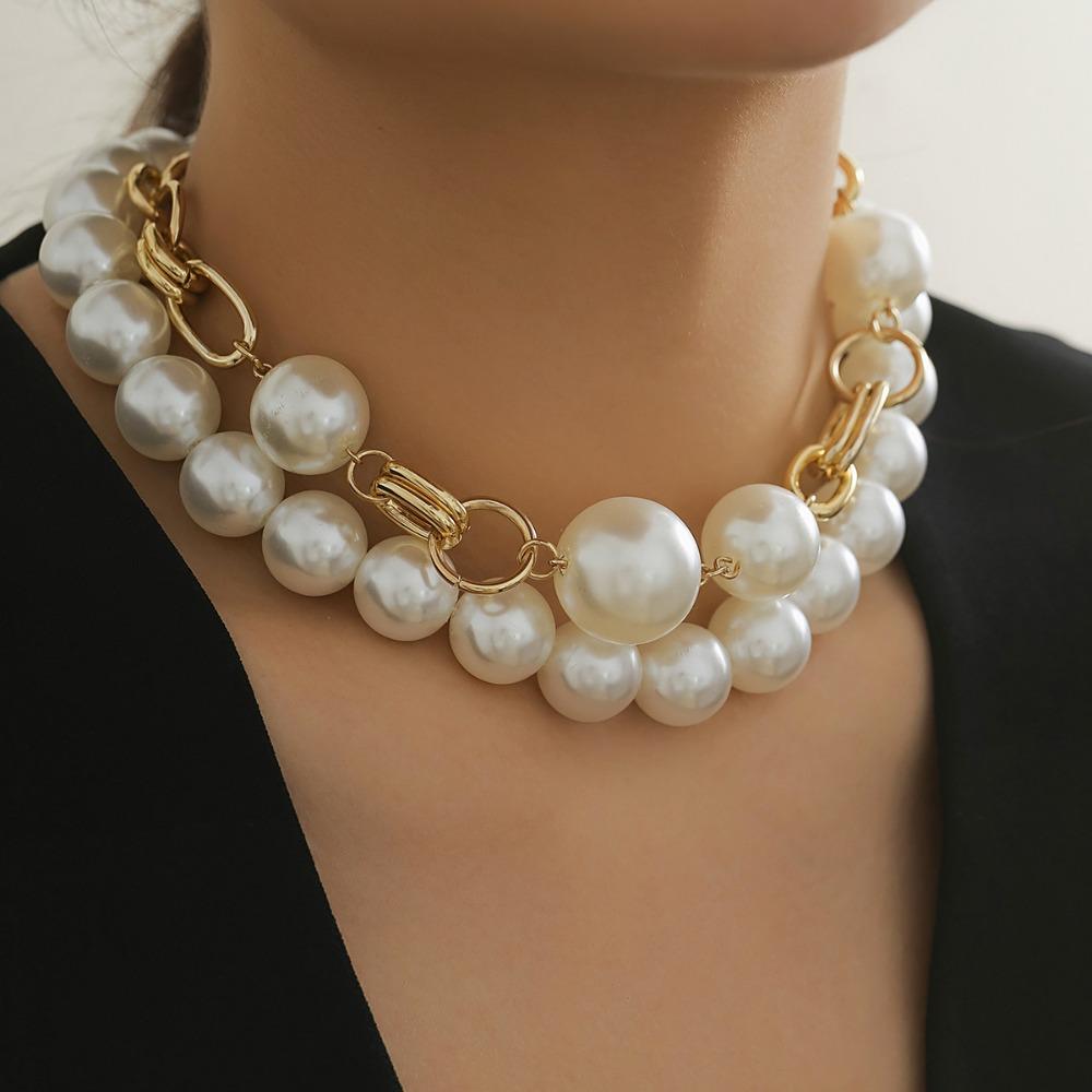Exaggerated Pearl Choker Necklace Statement Collar Chunky Clavicle Choker Jewelry Gift