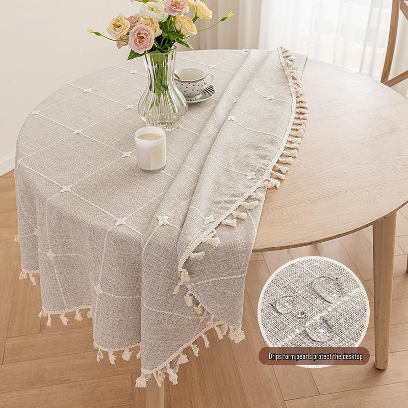 Waterproof, Dustproof, Wear-resistant, Non-slip Jacquard Round Tablecloth for Coffee Tables.