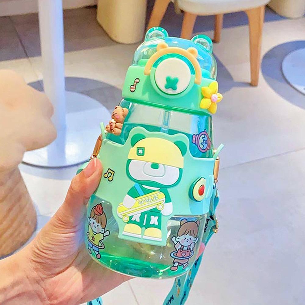 600ML With Strap Water Cup Leakproof Beverage Kettle Creative Kids Summer Water Bottle  School