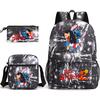 Large Capacity Schoolbag with Shoulder Strap; Student Three-piece Pencil Case Set