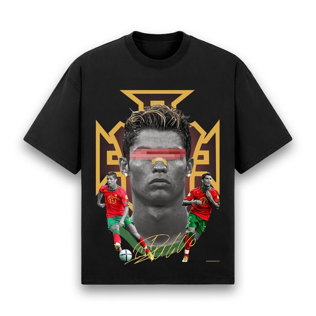 Cristiano Ronaldo Printed T-shirt Oversize Y2k Men Women Short Sleeve T-shirt Cotton Heavyweight High Quality Female Male Clothing