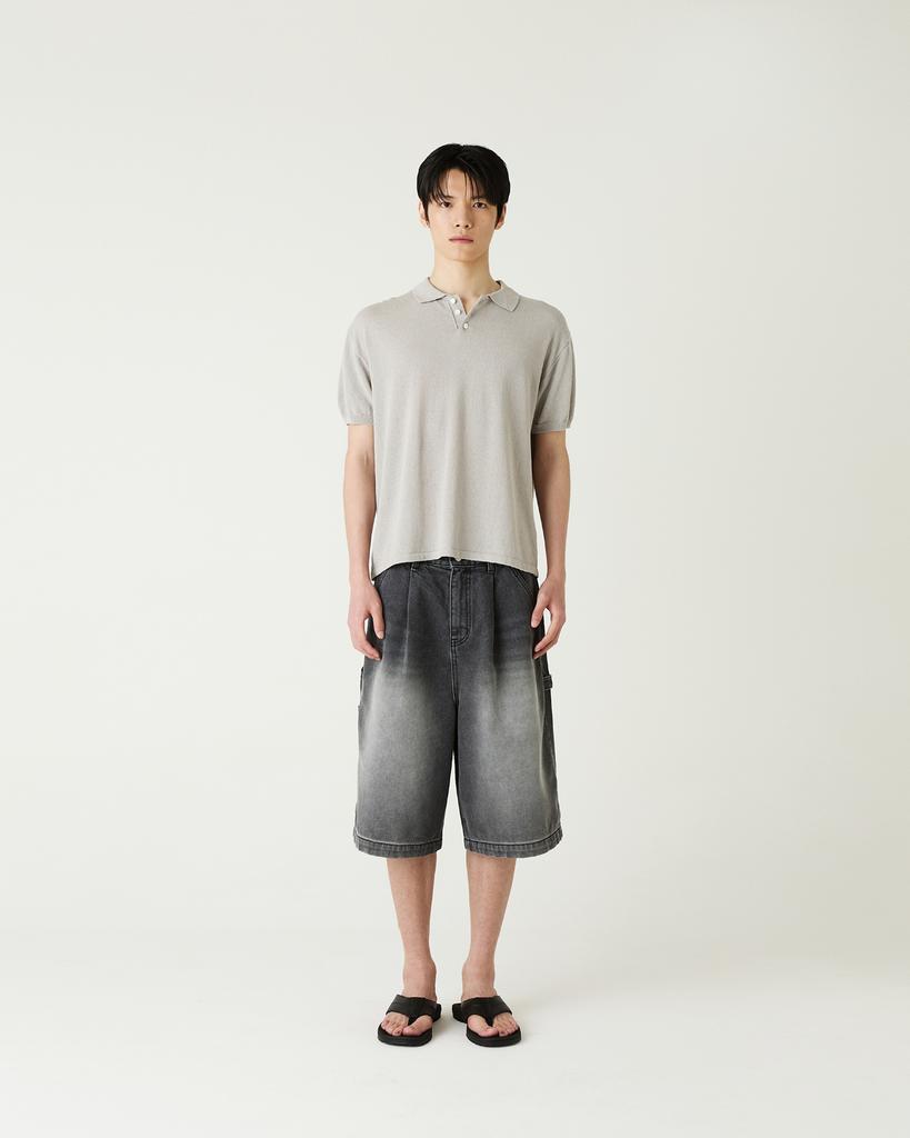 Diaendeukweseucheon Cotton Linen Collar Knit Top / Gray