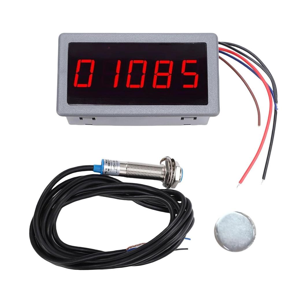 Fafeicy 5 Digit LED Digital Tachometer, RPM Speed Meter with Hall Proximity Switch Sensor for DC Brushless Motor Speed Measurement
