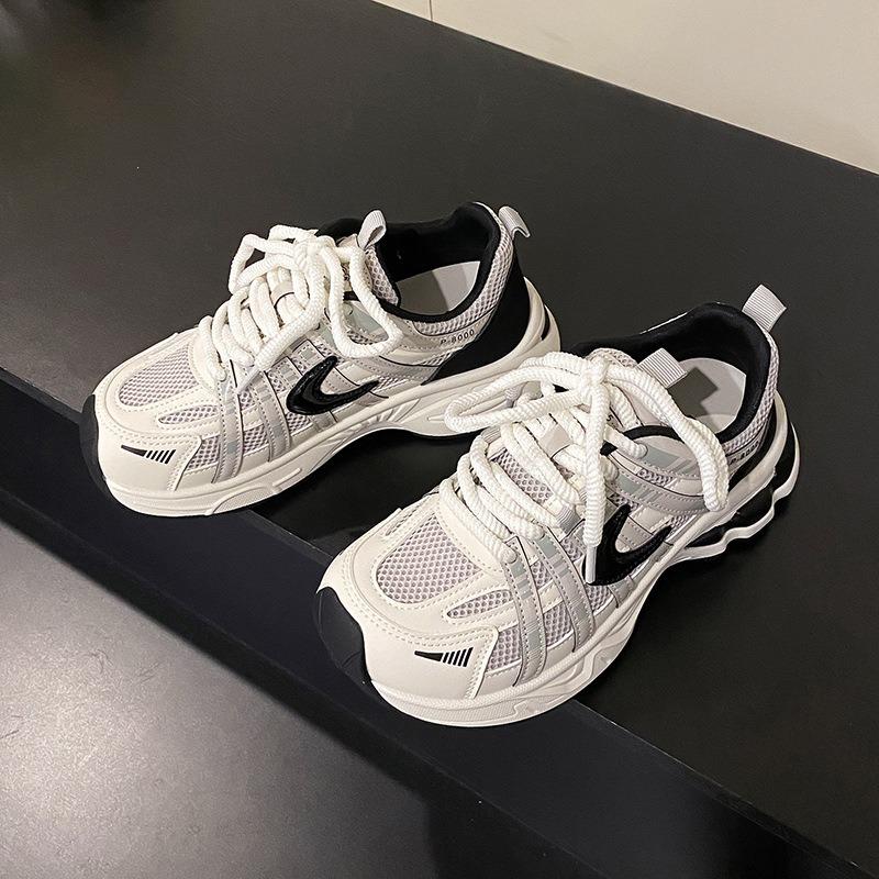 

Ретро нишевые кожаные кроссовки на платформе в стиле «папиных кроссовок» женские осенние новые сетчатые дышащие кроссовки легкие кроссовки для бега 40