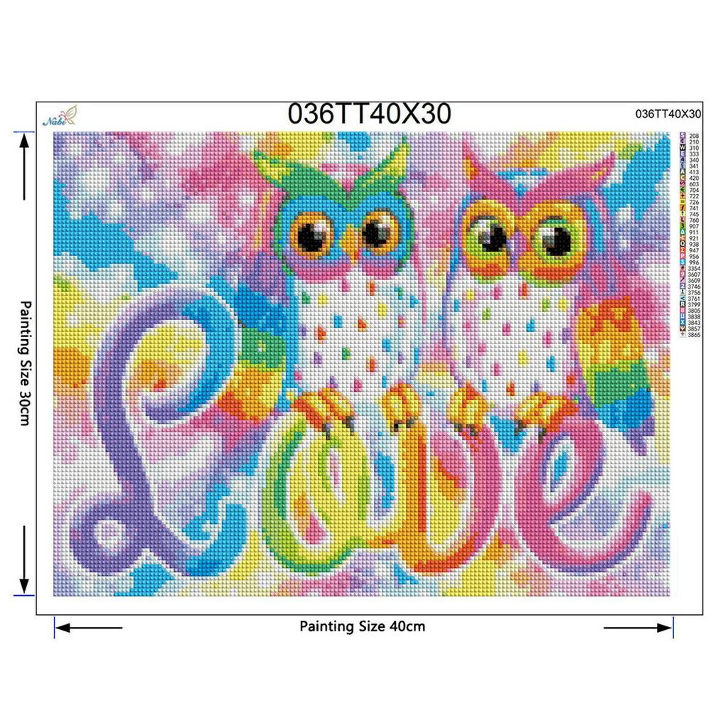 Full Round Drill 5D DIY Diamond Painting "Love Owl" Embroidery Cross Stitch Home Decor