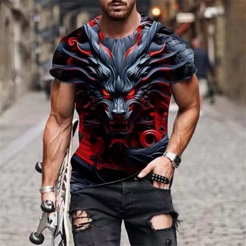Dragon Totem 3d Printed Summer Men's T-Shirt Short Sleeve Fashion Street Casual Creative Personality Tough Guy Style Clothing