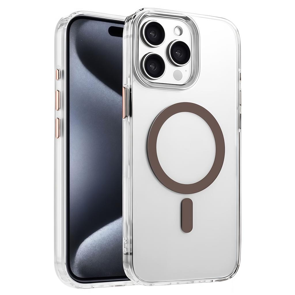 For iPhone 15 Pro Max Case Compatible with MagSafe Clear PC+TPU Sealed Magnetic Phone Cover