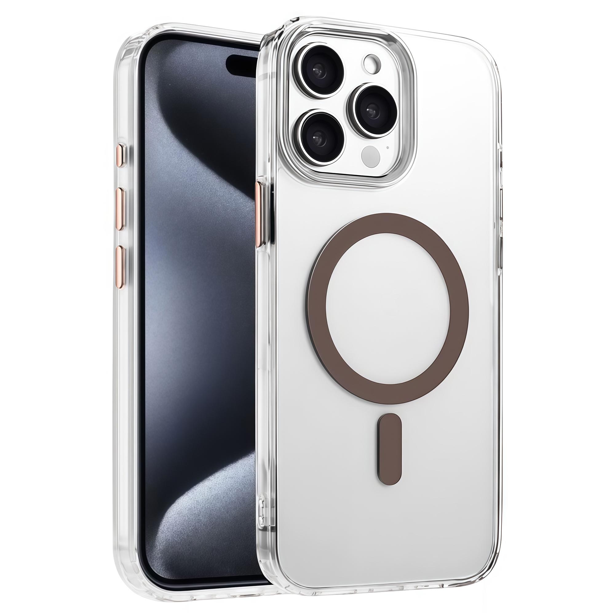 

For iPhone 13 Pro Max Case Compatible with MagSafe Clear PC+TPU Sealed Magnetic Phone Cover Desert Gold