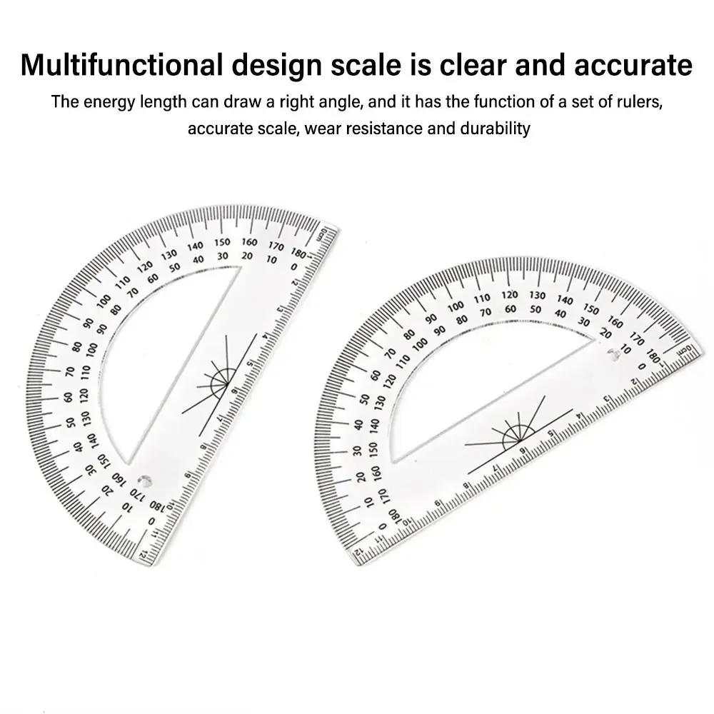 Plastic Set Square Transparent With Handle Angle Protractor Drafting Tools Geometry Measuring Drawing Tools School Office