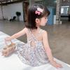 Children's Halter Floral Beach Dresses Casual Princess Dresses
