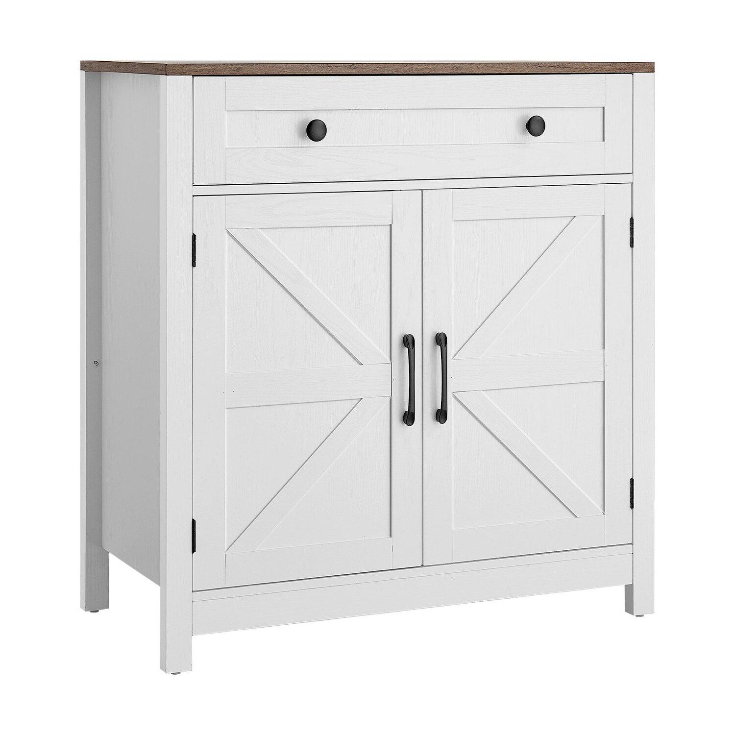 Kaffeebar-Schrank, Bauernhaus-Kaffeebar-Tisch mit Schublade, Buffet-Standschrank mit 2 Scheunentüren, Sideboard-Buffet-Station für Wohnzimmer, Eingangsbereich,