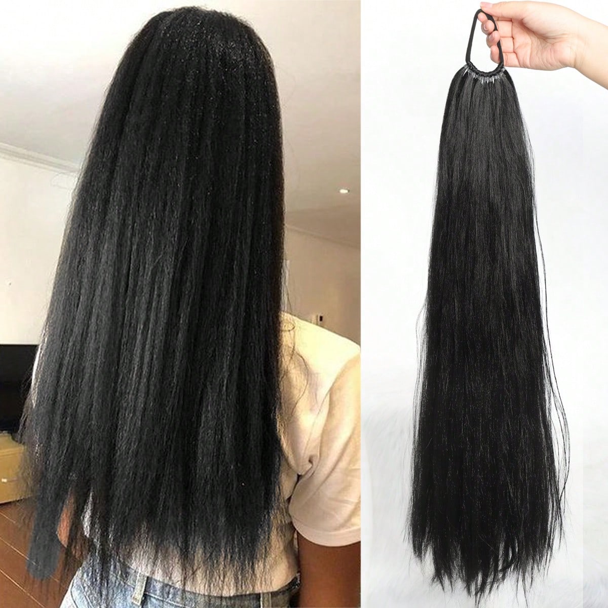 

Черный, красный, блондин, коричневый хвост для женщин, синтетические наращивания волос, длинные прямые накладные конские хвосты, искусственный парик 24 дюйма для белых, черных женщин