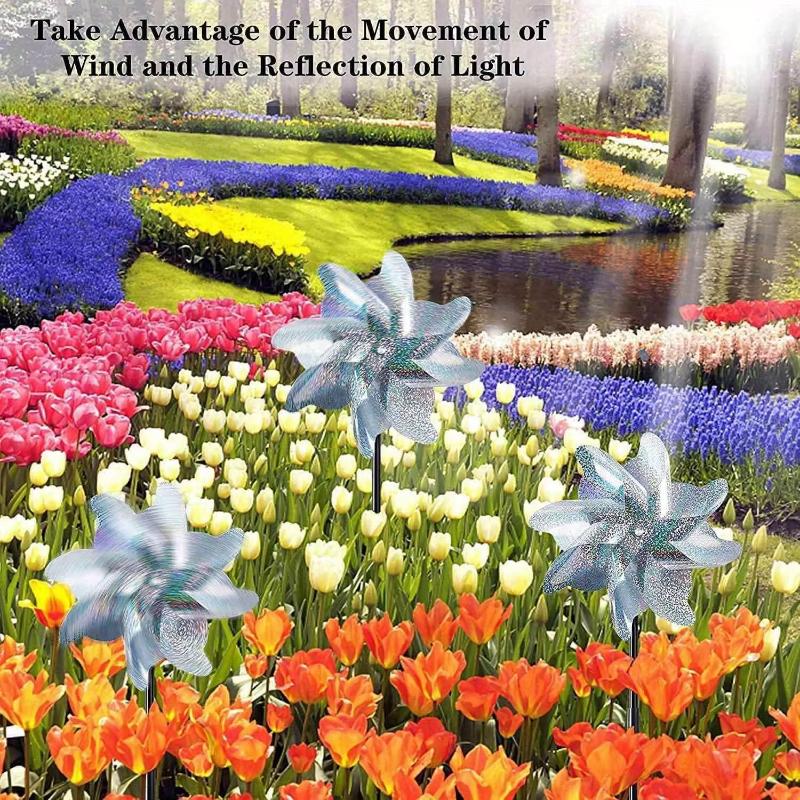6pcs Shiny Windmill Garden Decor, Bird Protection for Yards, Farms and Balconies, for Vegetable Gardens and Outdoors