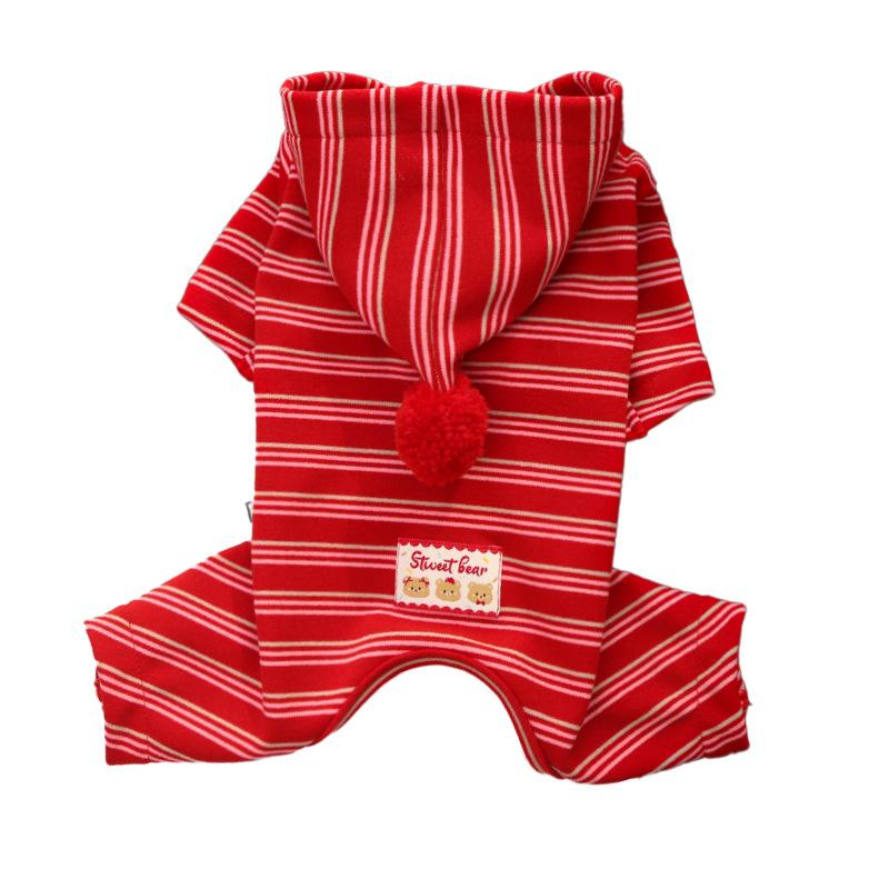 New Year Festive Red-striped Cashmere Pet Four-legged Coat, Warm and Cozy for Dogs and Cats.