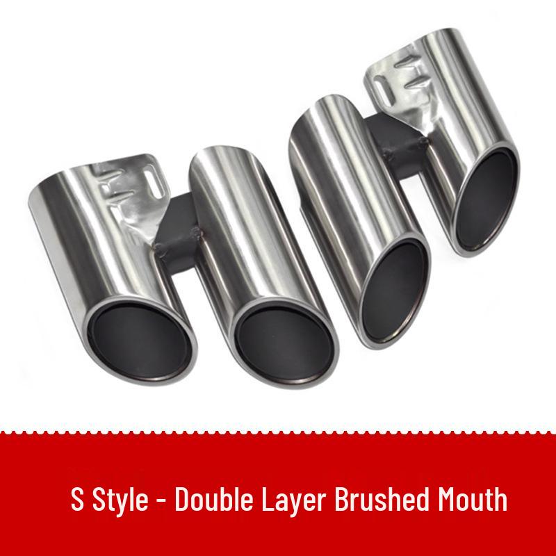 Compatible with Porsche Panamera 971 GTS Four-Outlet Tailpipe, Three-Layer Black Exhaust