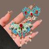 1pc Vintage Chinese Style Enamel Butterfly Hair Clip Pearl Red Bead Tassel Pendant Exquisite Painted Women's Daily Styling