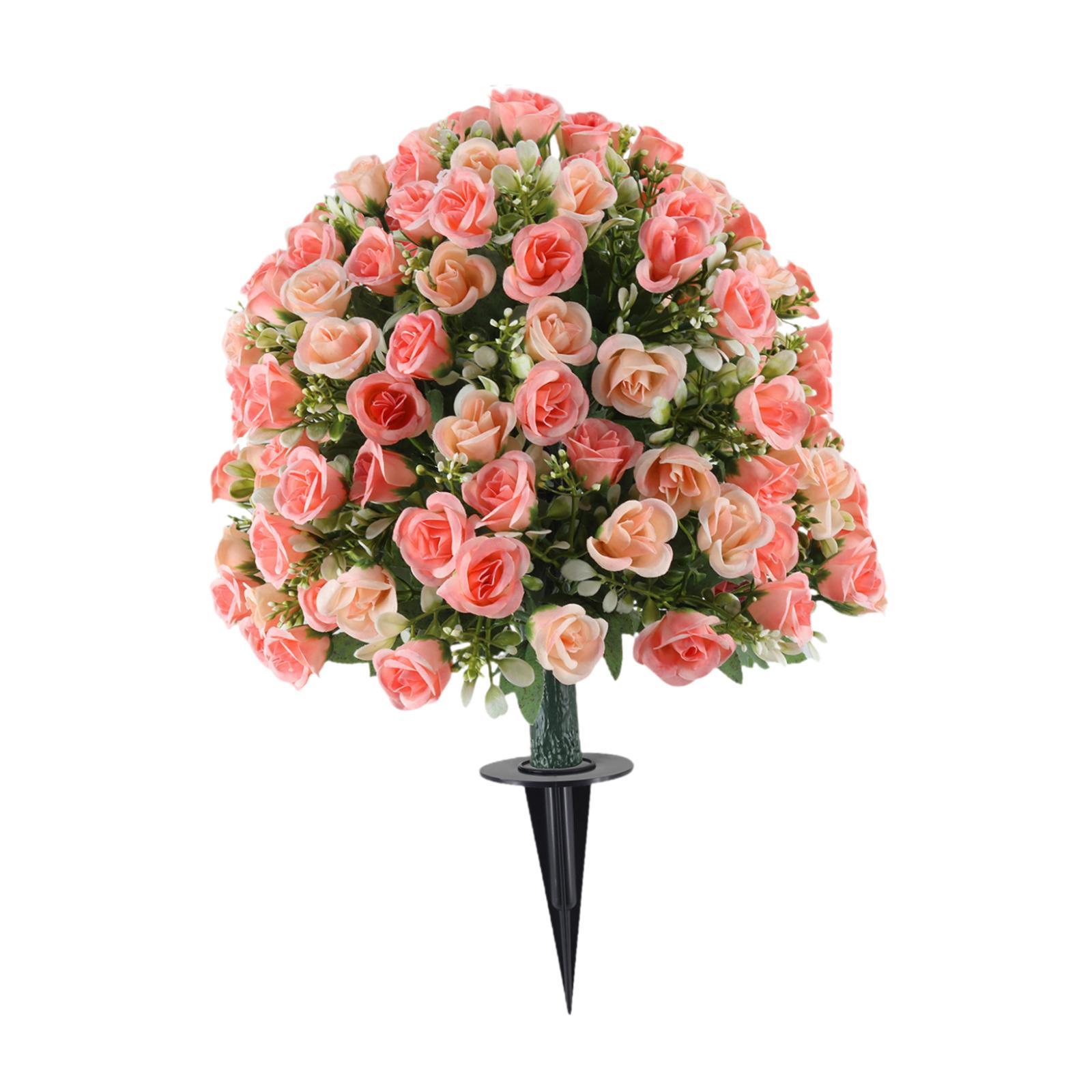 

Weatherproof Fake Rose Plants Artificial Greenery Shrubs with Ground Stakes for Porch Patio Garden Home Decoration рожевий