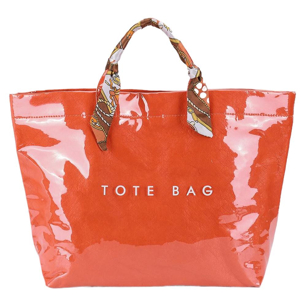 

PVC Tote Bag Transparent Dupont Paper Shoulder Bag Top Handle Clear Plastic Handbag Large Carry Bag for Women Shopping Travel помаранчевий