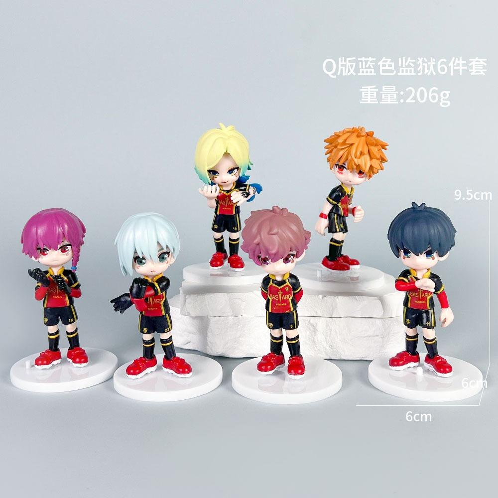 6pcs/set BLUE LOCK Isagi Yoichi Anime Figure Toys Collection Animation Model Cute Version Doll Desktop Ornaments