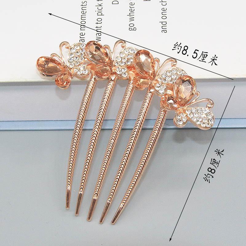 Butterfly Rhinestone Hair Comb Clip for Bun Hairstyles