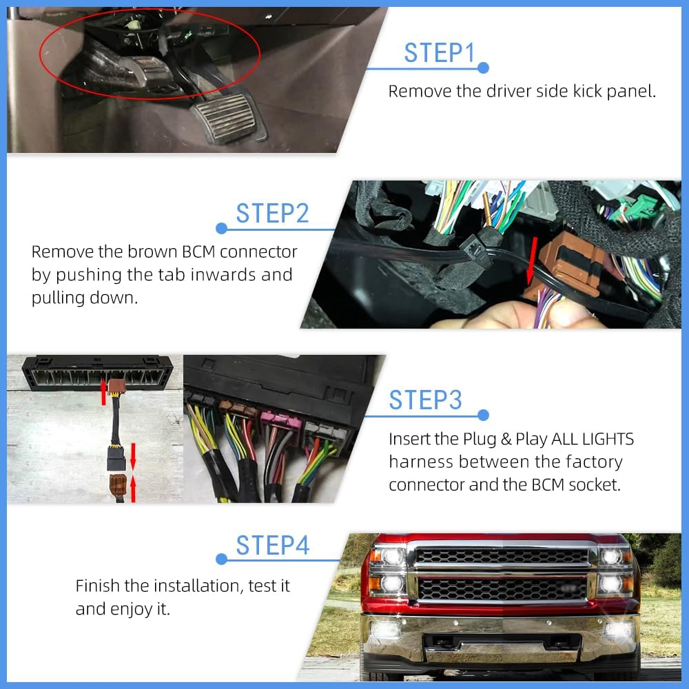 All Lights Mod 6 High Mod for Chevy Silverado 1500 Tahoe Equinox Suburban, GMC Yukon Terrain Sierra 1500, Buick Envision Fog/Low Beams on When High