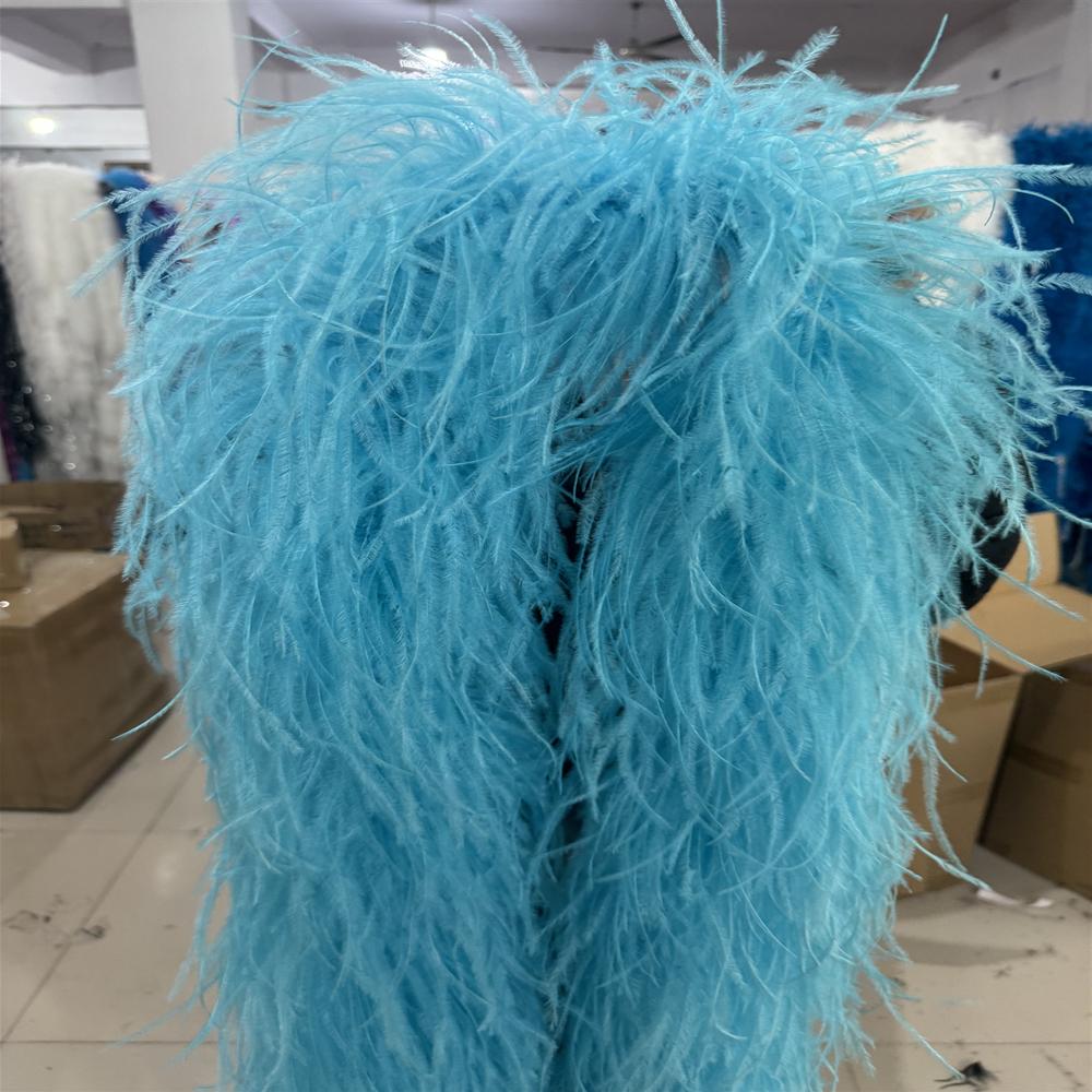 2 Meters Natural Ostrich Feather Boa 6ply Ostrich Feathers Trim Shawl Dyed Various Party Clothing Decoration Plume Scarf