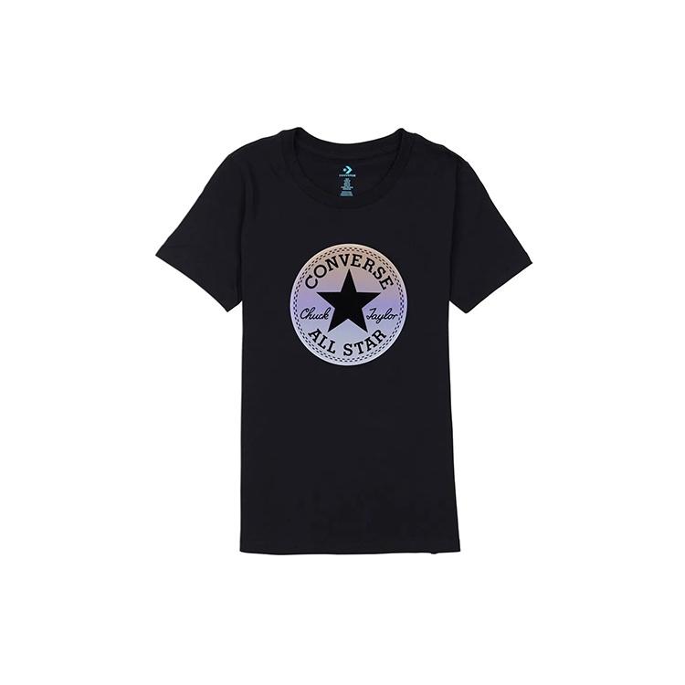 (WMNS) Converse T-Shirt All Star T-Shirt Asia Sizing  Black White  Women s 10018921-A01 L