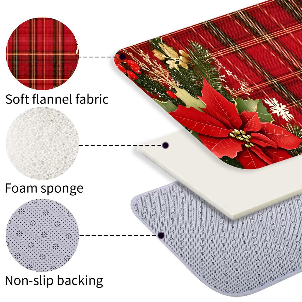 Christmas Checkered Corridor Floor Mats, Machine Washable, Bedside/Sofa Rugs, Kitchen Carpets, Home Decorations