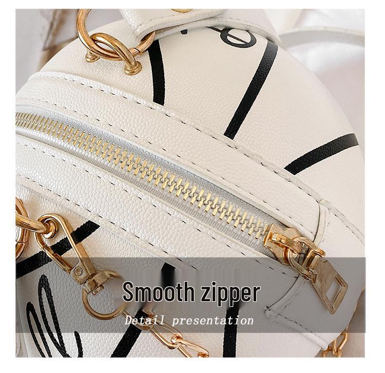 Dámská podzimní/zimní řetízková kulatá crossbody kabelka - Basketbalový/módní design