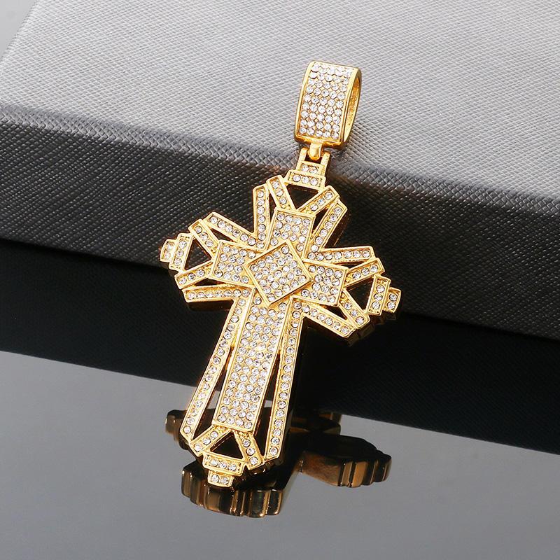 Hip Hop Gold Color Zirconia Dog Paw Pendant Necklace for Men Larger Cross Stainless Steel Jewelry Rock Women's Accessory Gift