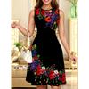 Womens Casual Sleeveless Round Neck Midi Dress With 3D Print Breathable Comfort Fit Elegant Office Style