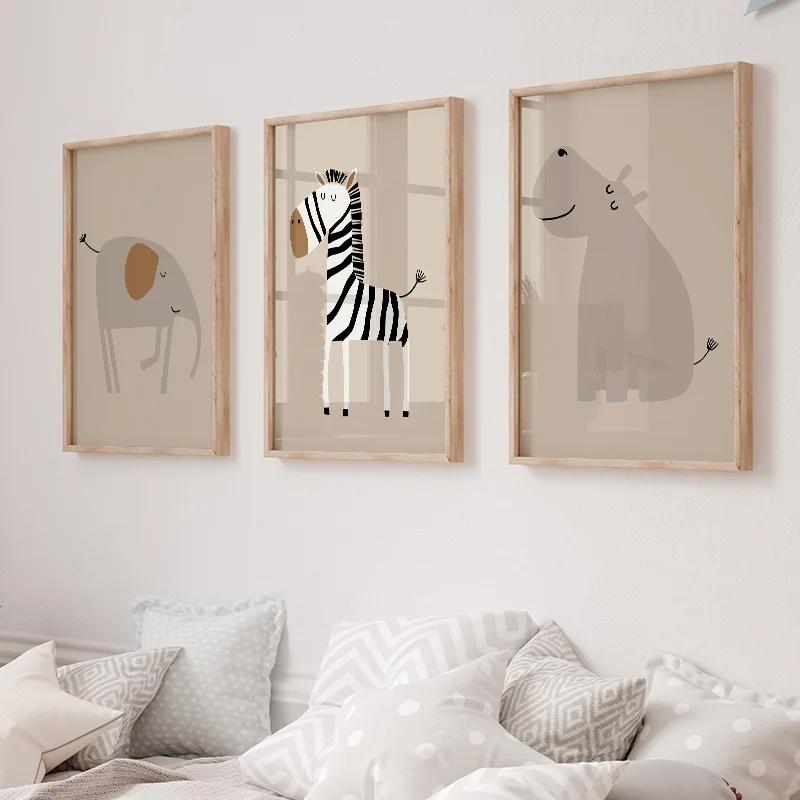 Lion Tiger Elephant Giraffe Jungle Animal Nursery Wall Art Canvas Painting Posters and Prints Wall Pictures Baby Kids Room Decor