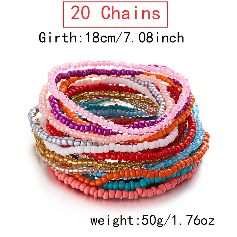 Beaded Bracelets Summer Beach Bohemia Hand Chains Handmade Colorful Seed Bead Stackable Bracelets Set for Women Elastic Stretch