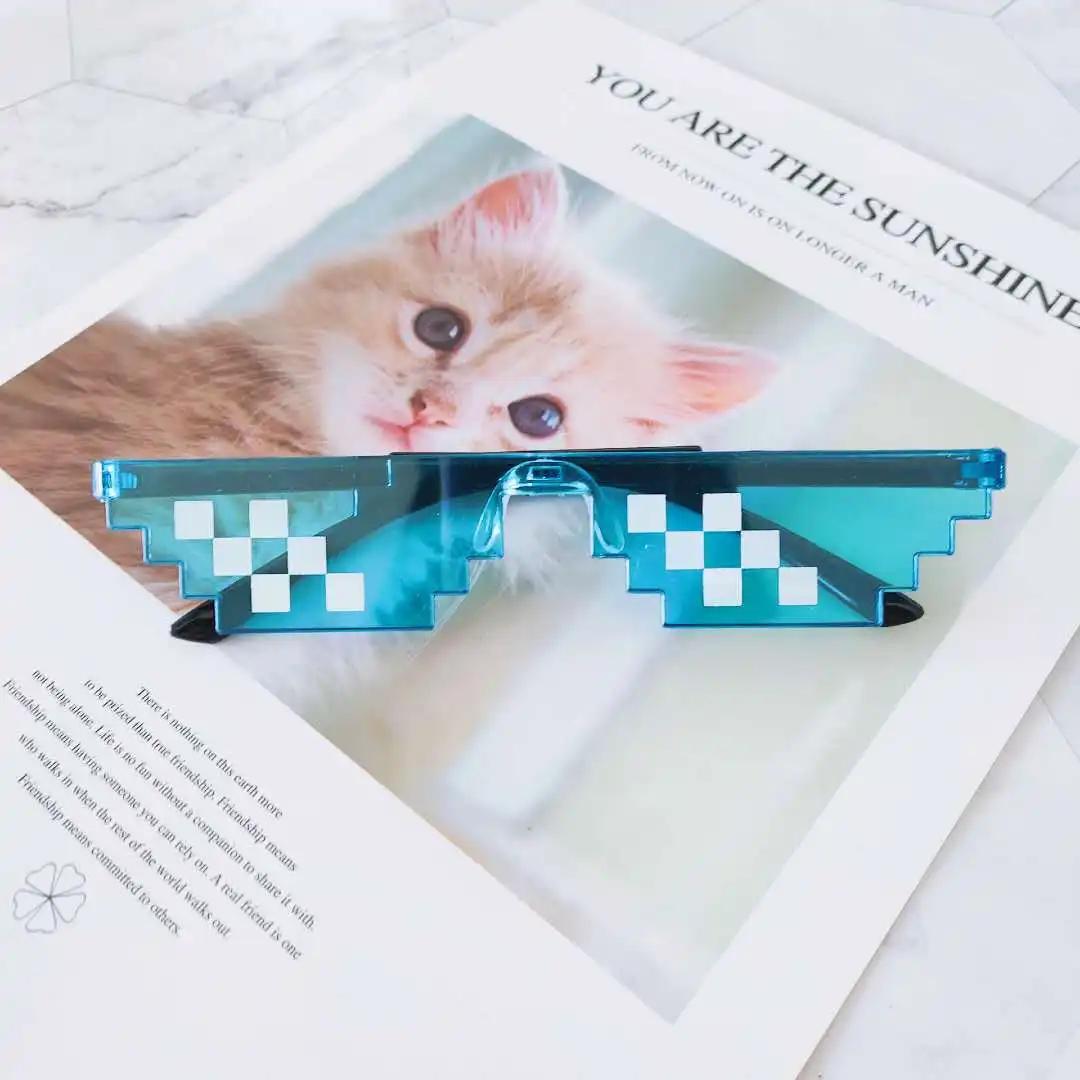 New Design Funny Mosaic Sunglasses Thug Life Sun Spectacles Pixel Black Retro Gamer Robot Sunglasses Birthday Party Cosplay Favors