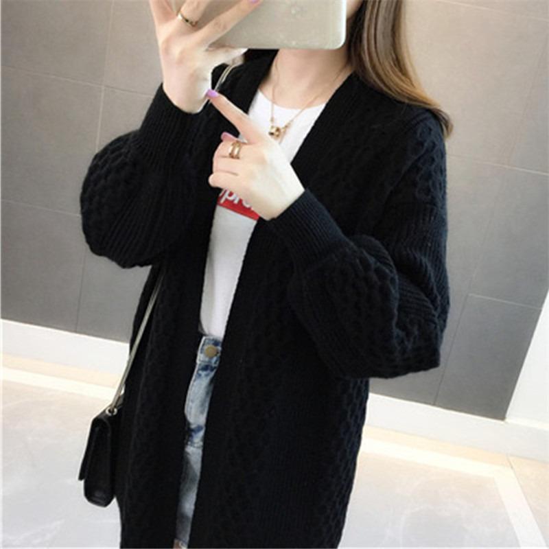 Women's Sweater Cardigan Mid Length Autumn New Loose Korean Version Knitted Sweater Jacket