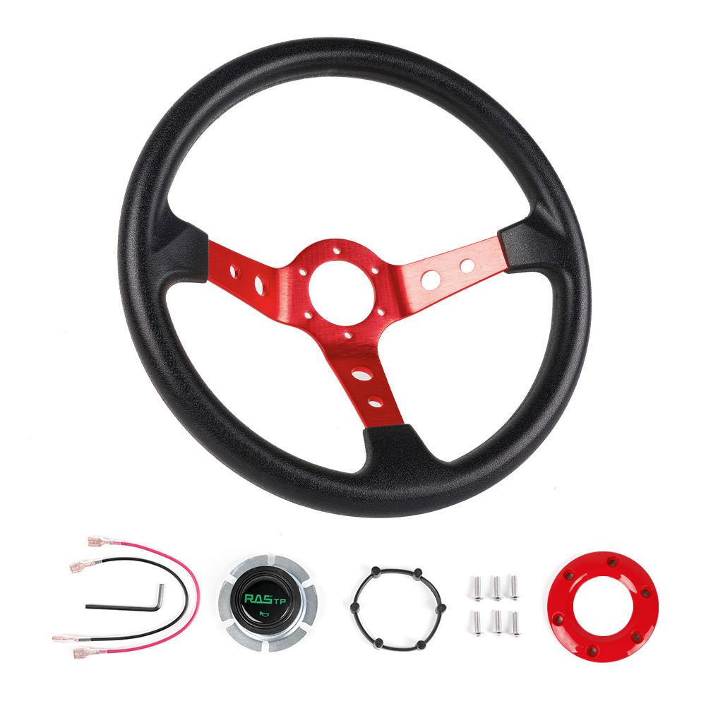 Universal 14inch 350mm Car Racing Steering Wheels Aluminium PU Deep Corn Dish Sport Drifting Steering Wheel STW020
