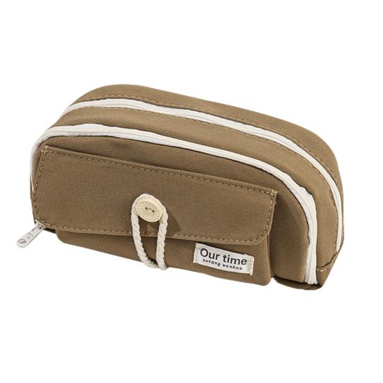 Retro Pencil Bag Multi-Compartment Canvas Pencil Case Large Capacity Pen Pouch Stationery Organizer for Students Boys Girls