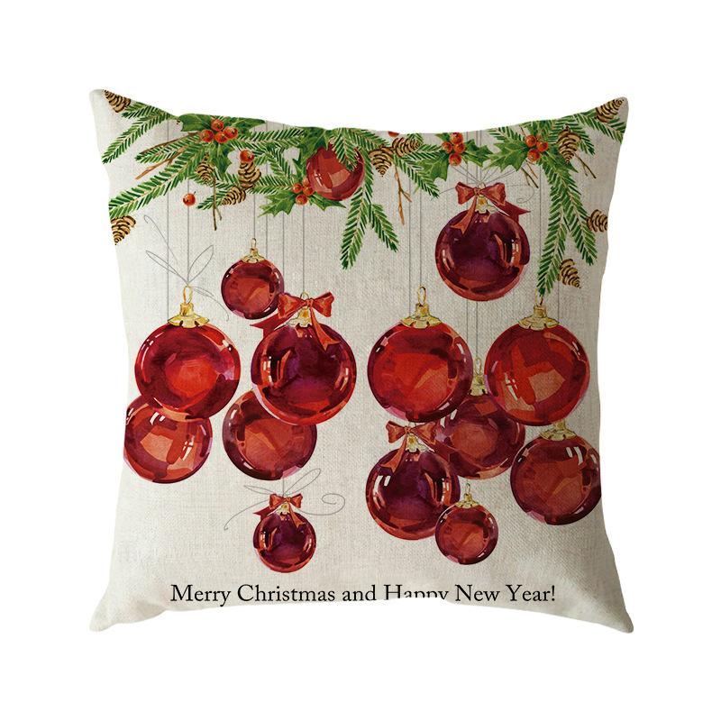 Santa Claus Pillow Case Snowman Color Ball Christmas Wreath Linen Pillow