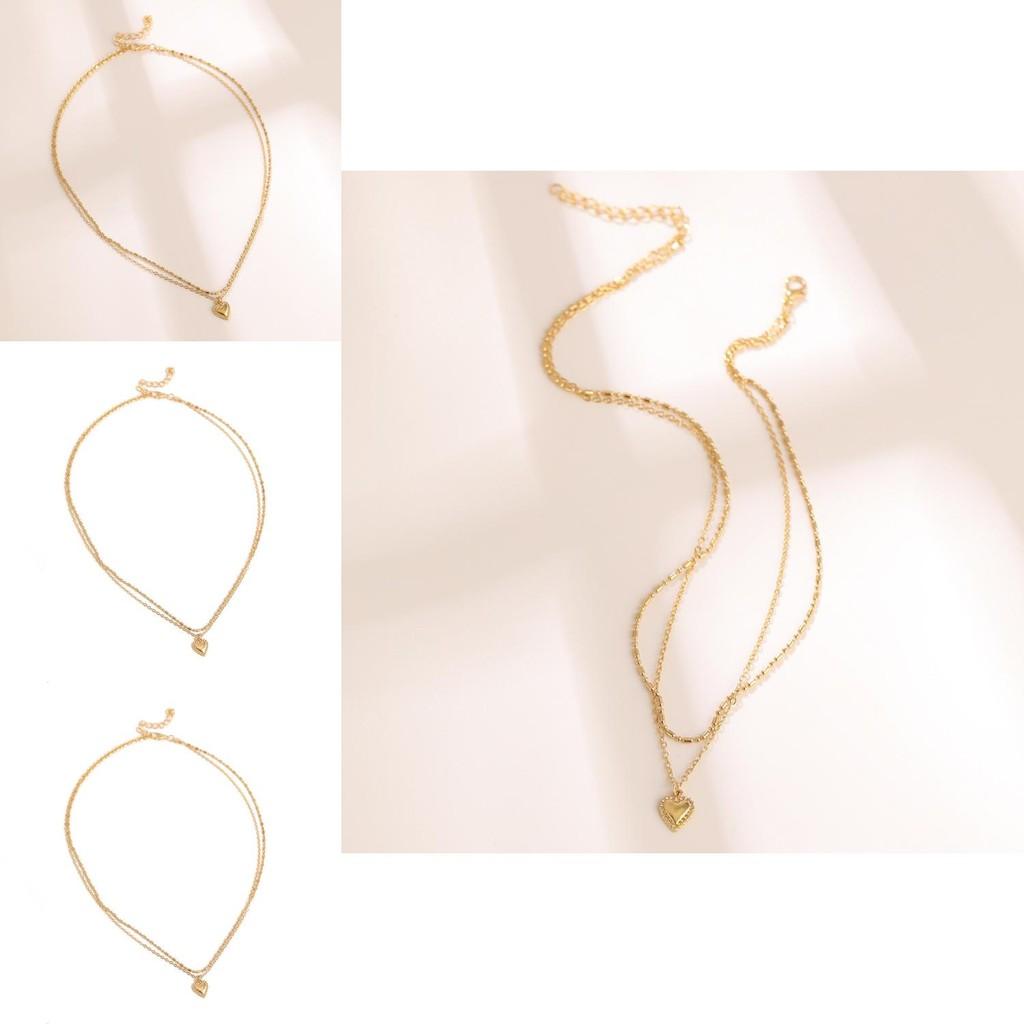 Stylish Heart Pendant Necklace With Beaded Chain Trendy Gold Fashion Jewelry For Women