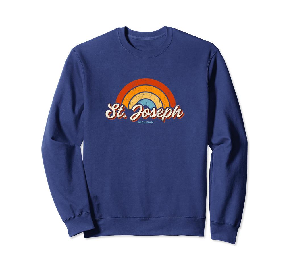 St. Joseph Michigan MI Vintage Rainbow Retro 70s Sweatshirt
