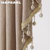 NAPEARL – tête de rideau à bordure en perles, couleur unie, à la mode et luxueuse, pour salon, cantonnière de fenêtre pour chambre à coucher, 1 pièce