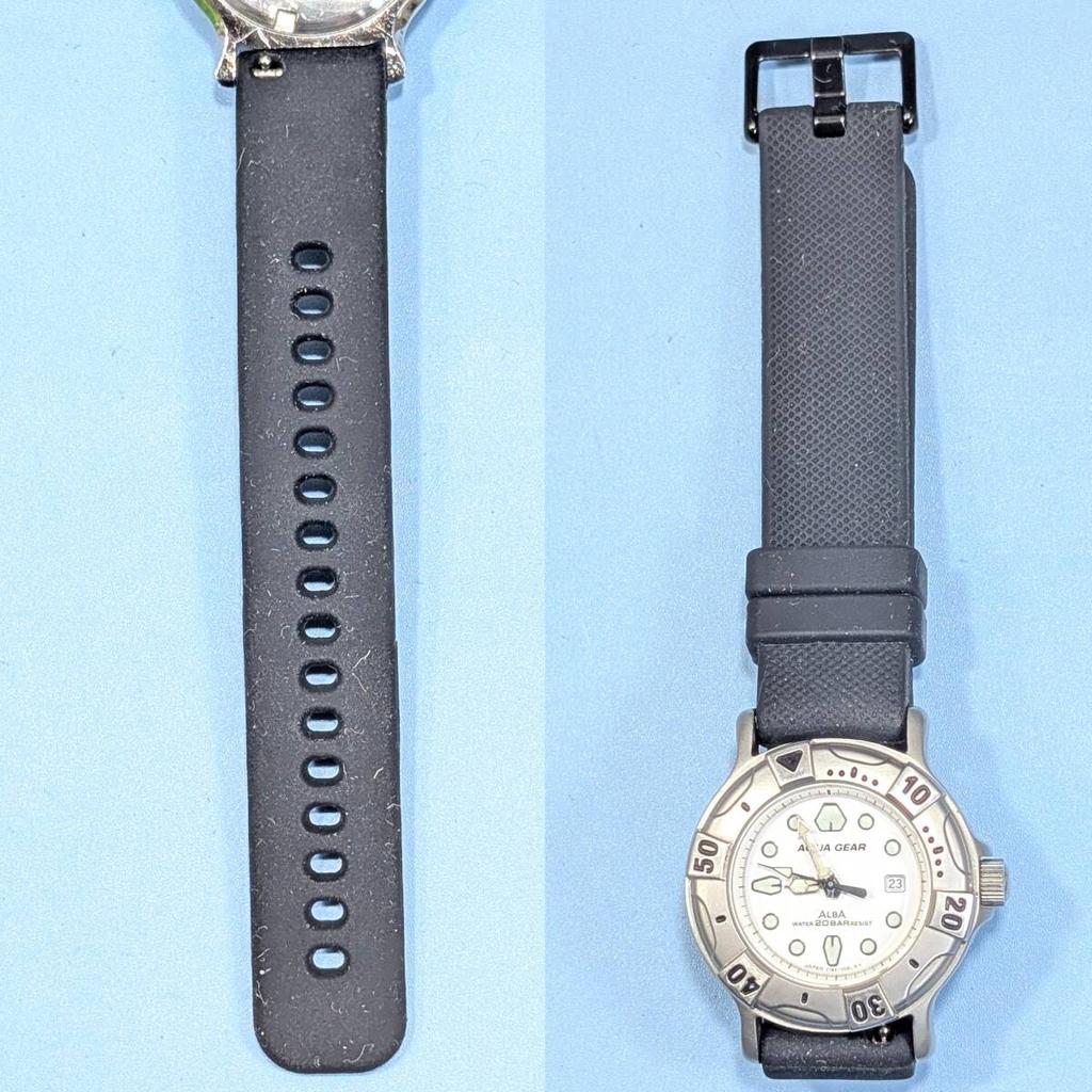 Seiko ALBA AQUAGEAR Battery and Strap Working Ladies' Watch, Replaced, Condition, Q-22