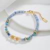 Naturligt Kristallarmband, Blå Dongling, Blå Turkos, Pärlarmband, Bohemisk Stil Smycken