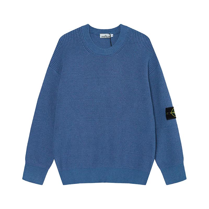 Unisex Solid Color Knit Pullover Sweater with Drop Shoulders