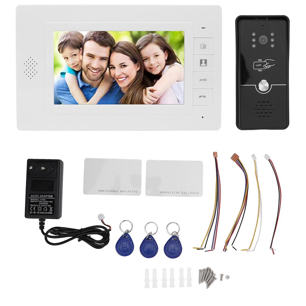 Système d'interphone vidéo filaire Écran LCD 7 pouces Vision nocturne Système d'interphone visuel grand angle 120 degrés