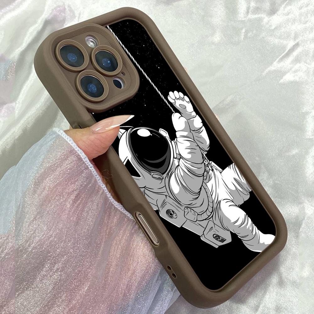 JT121 Cat Astronaut for iPhone 17 16 15 14 Pro Max Samsung S26 S25 S24 Ultra A17 A16 A07 A56 A06 Xiaomi 15T Redmi 15c 14c Note 13 14 Soft TPU Case