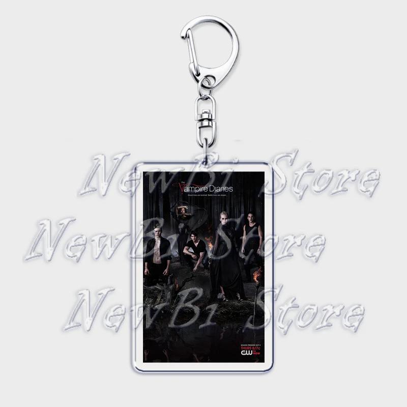 TVD The Vampire Diaries Keychain for Accessories Bag Damon Stefan Salvatore Elena Gilbert Key Chain Keyring Jewelry Fans Gifts